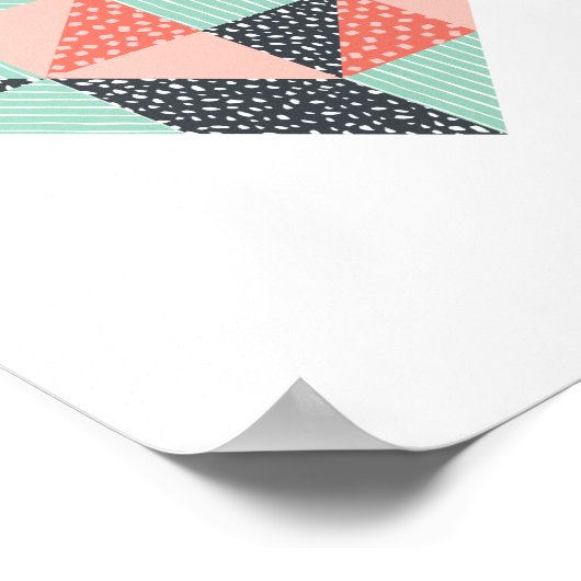 Triangle Heart Mint Coral and Black ポスター (角)