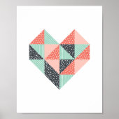 Triangle Heart Mint Coral and Black ポスター (正面)