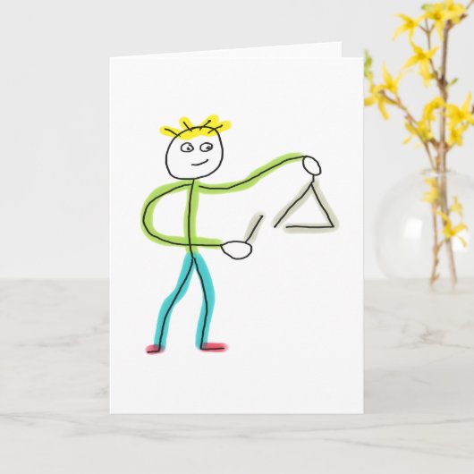 Triangle Playing Stickman カード (黄色い花)