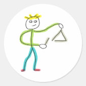 Triangle Playing Stickman ラウンドシール (正面)