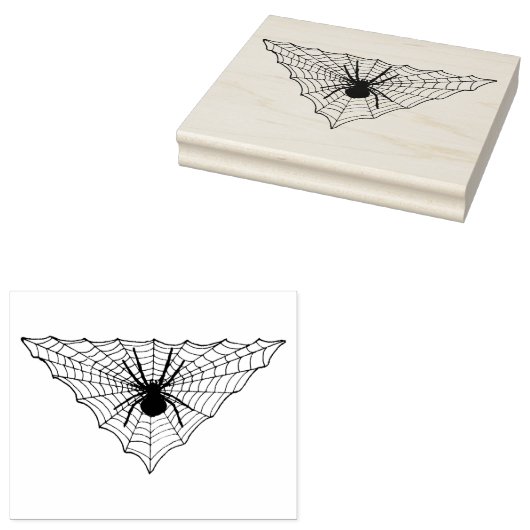 Triangle Shaped Web with big Spider for Halloween ラバースタンプ (押印)