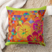 TRIANGLESパターン – カラー+ハイビスカス開花 クッション (ブランケット)