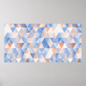 triangles seamless pattern in soft blue and orange ポスター (正面)