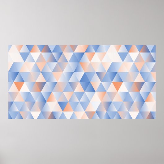 triangles seamless pattern in soft blue and orange ポスター (正面)