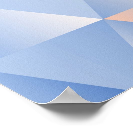 triangles seamless pattern in soft blue and orange ポスター (角)