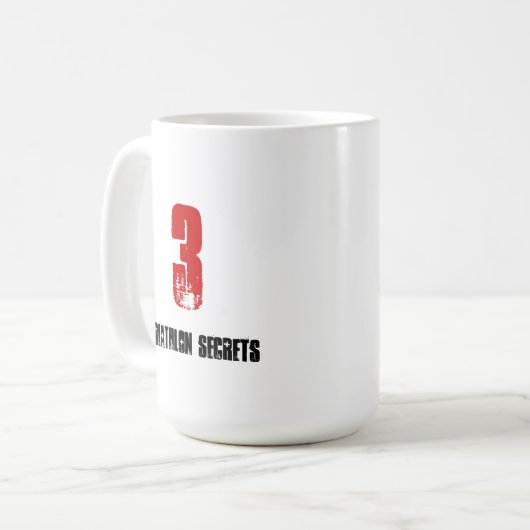 Triathleteのためのおもしろマグカップ- 3つのトライアスロンの秘密 コーヒーマグカップ (正面左)