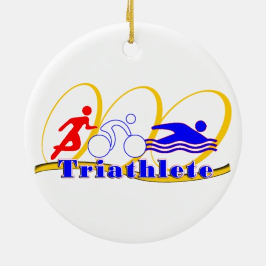 Triathleteのクリスマスのオーナメントの水泳のバイクの操業 セラミックオーナメント (裏面)