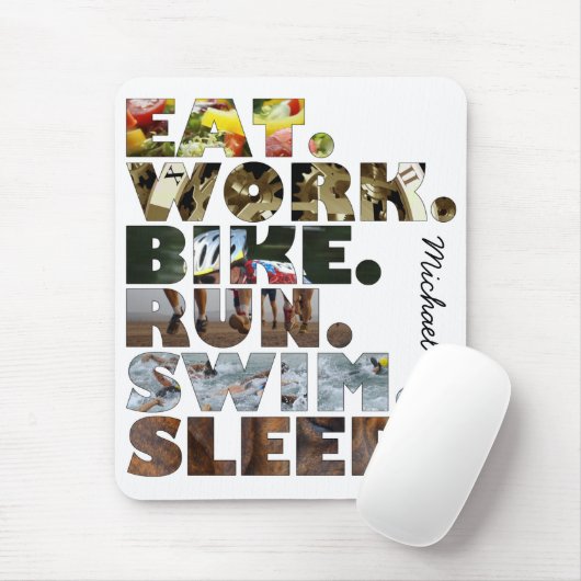 Triathleteは仕事のバイクの操業水泳の睡眠の日常生活を食べます マウスパッド (マウス)