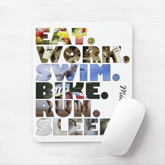 Triathleteは仕事の水泳のバイクの操業睡眠の日常生活を食べます マウスパッド (マウス)