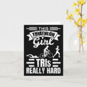 Triathlete Girls Funny Triathlon  カード (黄色い花)