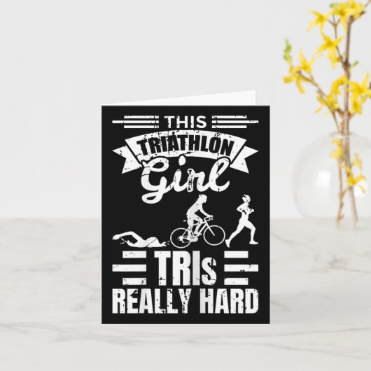 Triathlete Girls Funny Triathlon  カード (黄色い花)