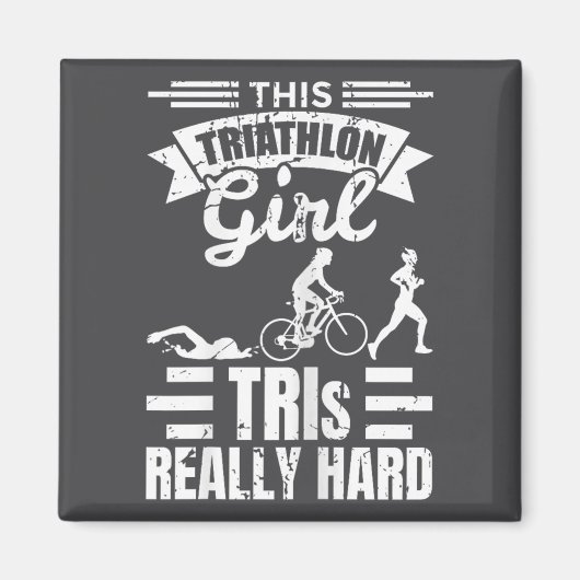 Triathlete Girls Funny Triathlon  マグネット (正面)