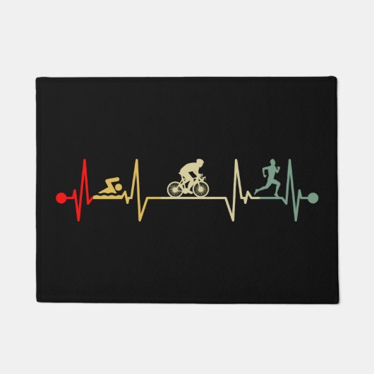 Triathlon Heartbeat Vintage ドアマット (正面)