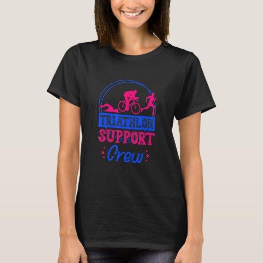 Triathlon Support Crew Running Cycling Swimming Tr Tシャツ (正面)