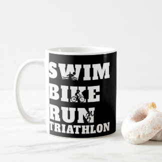 Triathlon Swim、Bike、走、アスリートギフト、Tシャツ コーヒーマグカップ