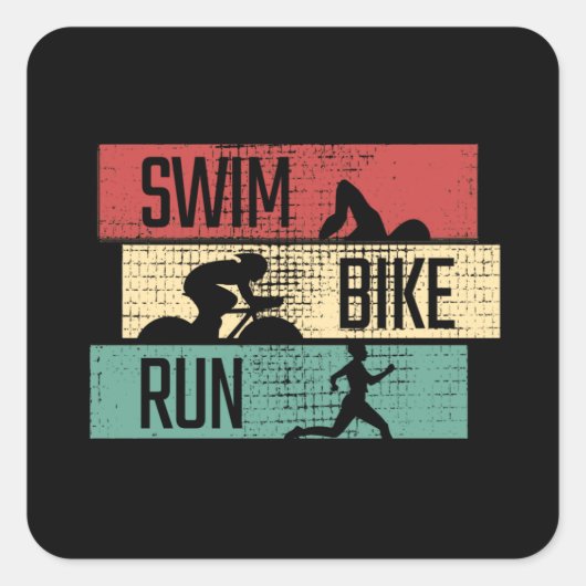 Triathlon - Swim Bike Run スクエアシール (正面)
