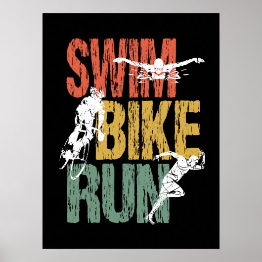 Triathlon Vintage Swim Bike Run ポスター (正面)