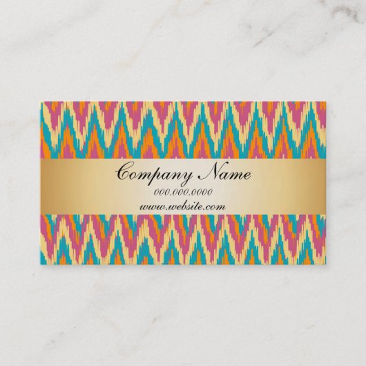 TribaIカラーイカットジグザグポケット2019カレンダー 名刺 (正面)