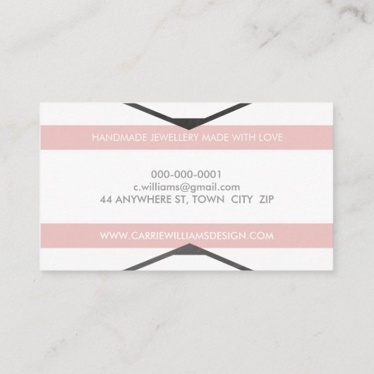 TRIBAL アステカ BOHOロゴストライプのシンプルピンク灰色 名刺 (裏面)