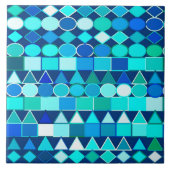 Tribal モダン Geometric、Denim Blues on Navy タイル (正面)