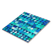 Tribal モダン Geometric、Denim Blues on Navy タイル (側面)