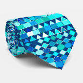 Tribal モダン Geometric、Denim Blues on Navy ネクタイ (ロール)