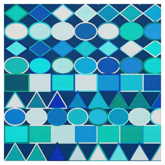 Tribal モダン Geometric、Denim Blues on Navy ファブリック (見本)