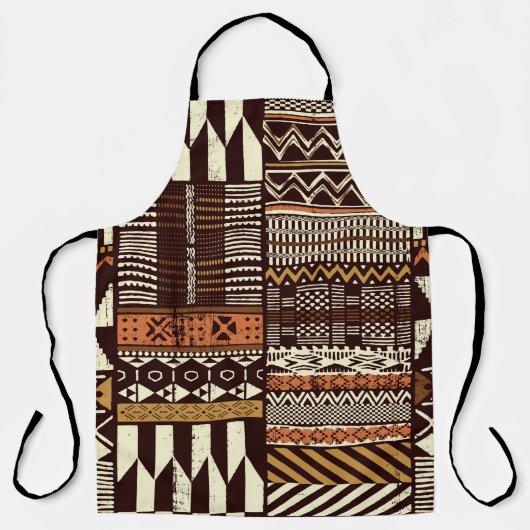Tribal African style fabric patchwork abstract vin エプロン (正面)