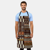 Tribal African style fabric patchwork abstract vin エプロン (着用した状態)