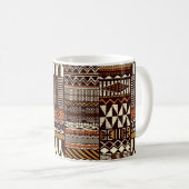 Tribal African style fabric patchwork abstract vin コーヒーマグカップ (正面右)