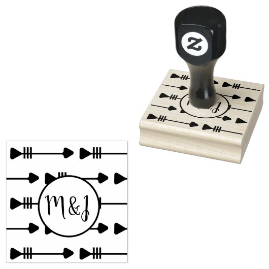 Tribal Arrowイニシャル結婚のロゴデザインスタンプ ラバースタンプ (押印)