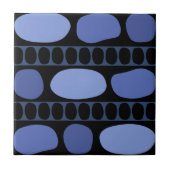 Tribal Art Rock Pattern Black Blue タイル (正面)