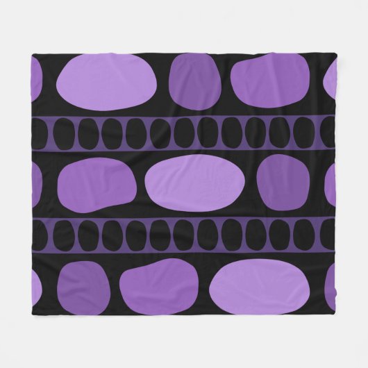 Tribal Art Rock Pattern Black Purple フリースブランケット (正面(横))