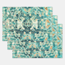 Tribal Art Vintage Teal Green Texture Design ラッピングペーパーシート