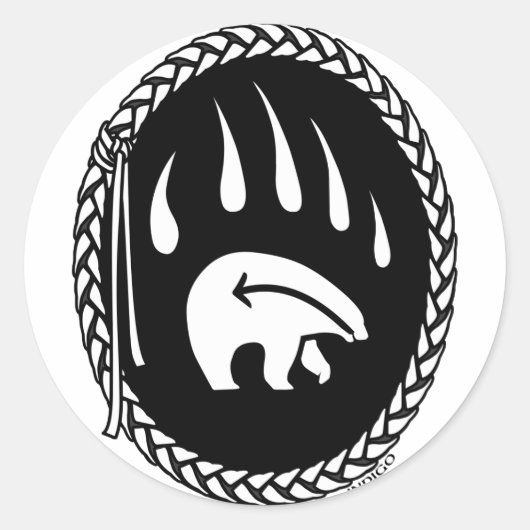 Tribal Bear Art Stickers First Nations Bear Gives ラウンドシール (正面)