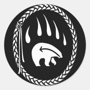 Tribal Bear Art Stickers First Nations Bear Gives ラウンドシール