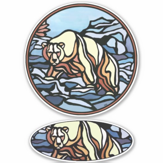 Tribal Bear Stickers Polar Bear Metis Artデカール シール (正面)