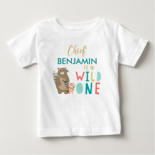 Tribal Bear Wild One誕生日シャツ ベビーTシャツ