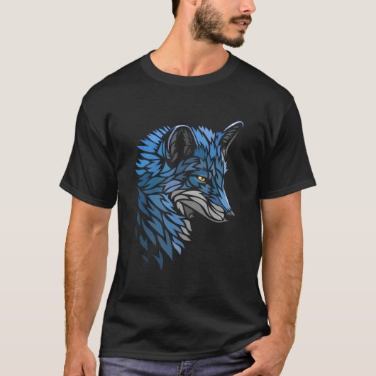Tribal Beautiful Blue Fox Tシャツ (正面)