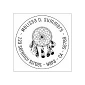 Tribal Boho Dreamcatcher Round Address 3 ラバースタンプ (インプリント)