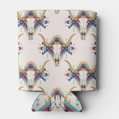 Tribal Bullスカル: Bohoシームレス 缶クーラー (裏面)