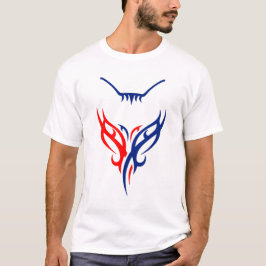 Tribal Cat Design - Red and Blue Abstract T-Shirt Tシャツ
