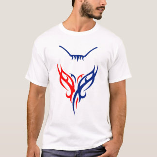 Tribal Cat Design - Red and Blue Abstract T-Shirt Tシャツ