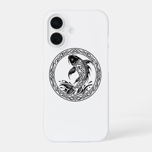 Tribal Celtic Koi Fish Wisdom Symbol iPhone 16ケース (裏面)