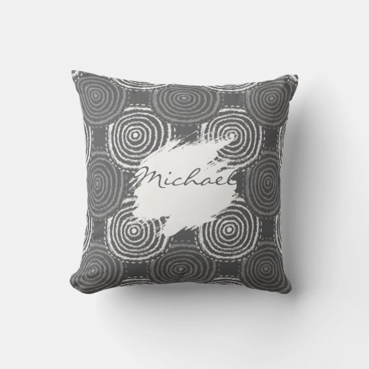Tribal Circle Pattern Throw Pillow クッション (正面)