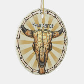 Tribal Cow Skull セラミックオーナメント (右)