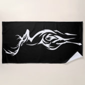 Tribal Deer Silhouette Minimal Black White Design ビーチタオル (正面)