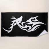 Tribal Deer Silhouette Minimal Tattoo Style ビーチタオル (正面)