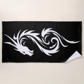 Tribal Doberman Silhouette Minimal Black White ビーチタオル (正面)