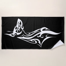 Tribal Doberman Silhouette Minimal Design ビーチタオル